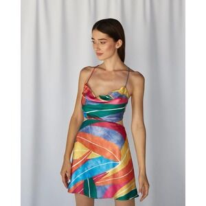 Runaway The Label Fleur Mini Dress Size L Summer Dress Very Silky Excelente Cond